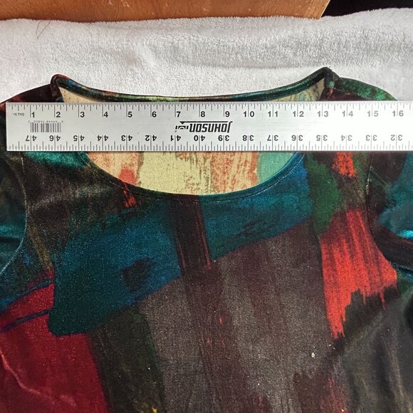 Chico's Womens Long Sleeve Abstract Tunic Top 2 Multicolor Long Sleeve Stretch - Picture 7 of 10